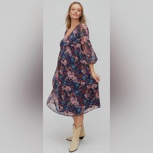 NWT Motherhood Maternity Long Sleeve Bohemian Maxi Dress